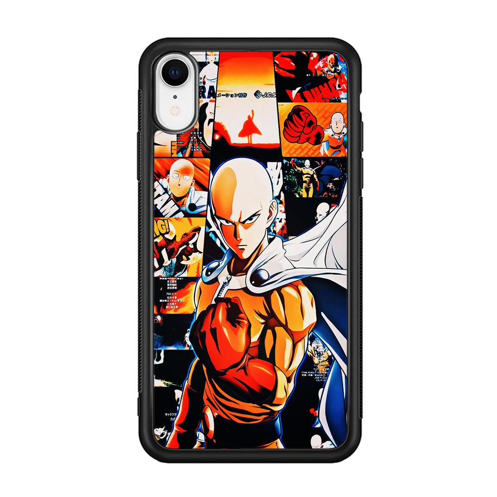 OPM Saitama Aesthetic iPhone XR Case-Phone Case-Rubber Black (2D Case)-Altracase