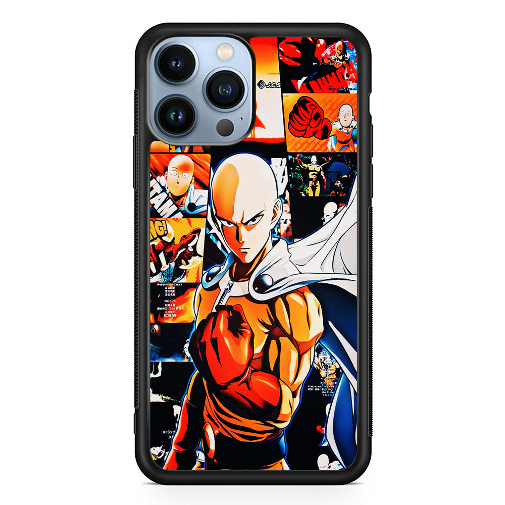 OPM Saitama Aesthetic iPhone 15 Pro Max Case-Phone Case-Rubber Black (2D Case)-Altracase