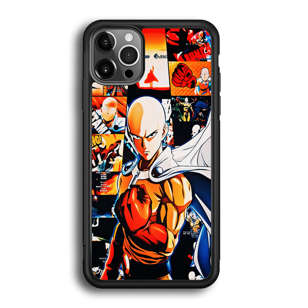 OPM Saitama Aesthetic iPhone 12 Pro Max Case-Phone Case-Rubber Black (2D Case)-Altracase