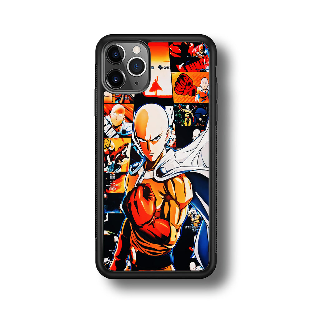 OPM Saitama Aesthetic iPhone 11 Pro Max Case-Phone Case-Rubber Black (2D Case)-Altracase