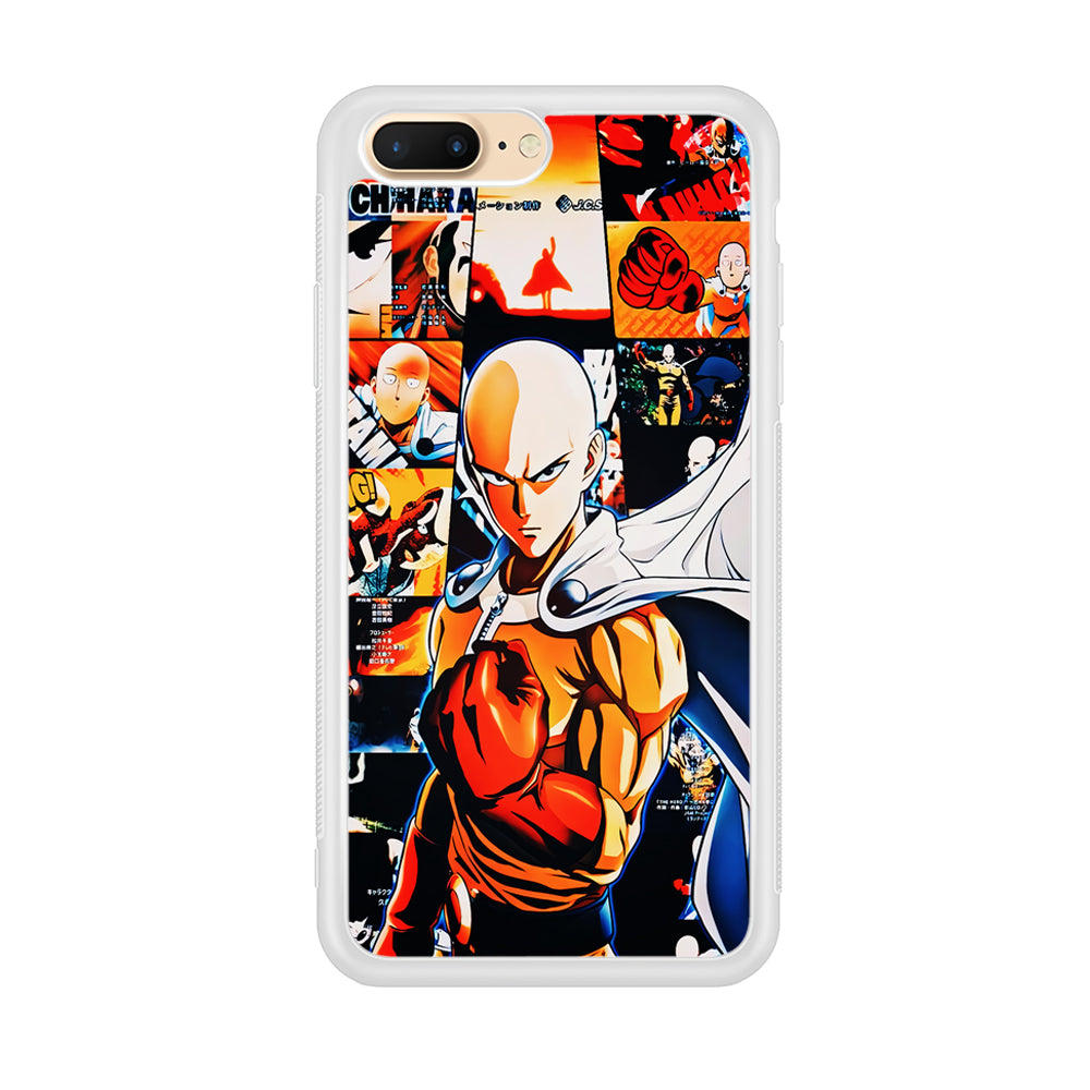 OPM Saitama Aesthetic iPhone 8 Plus Case-Phone Case-Rubber White (2D Case)-Altracase