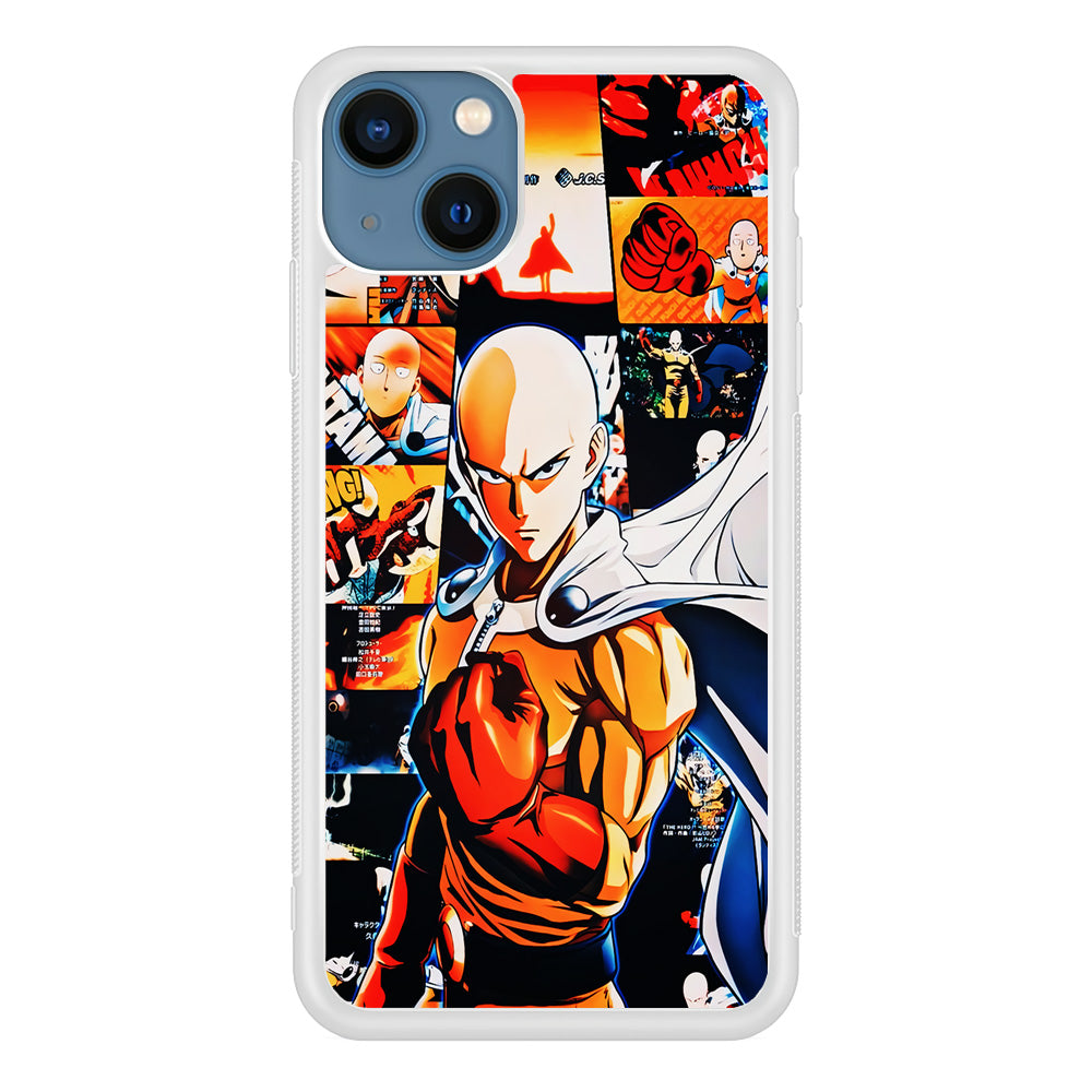 OPM Saitama Aesthetic iPhone 13 Mini Case-Phone Case-Rubber White (2D Case)-Altracase