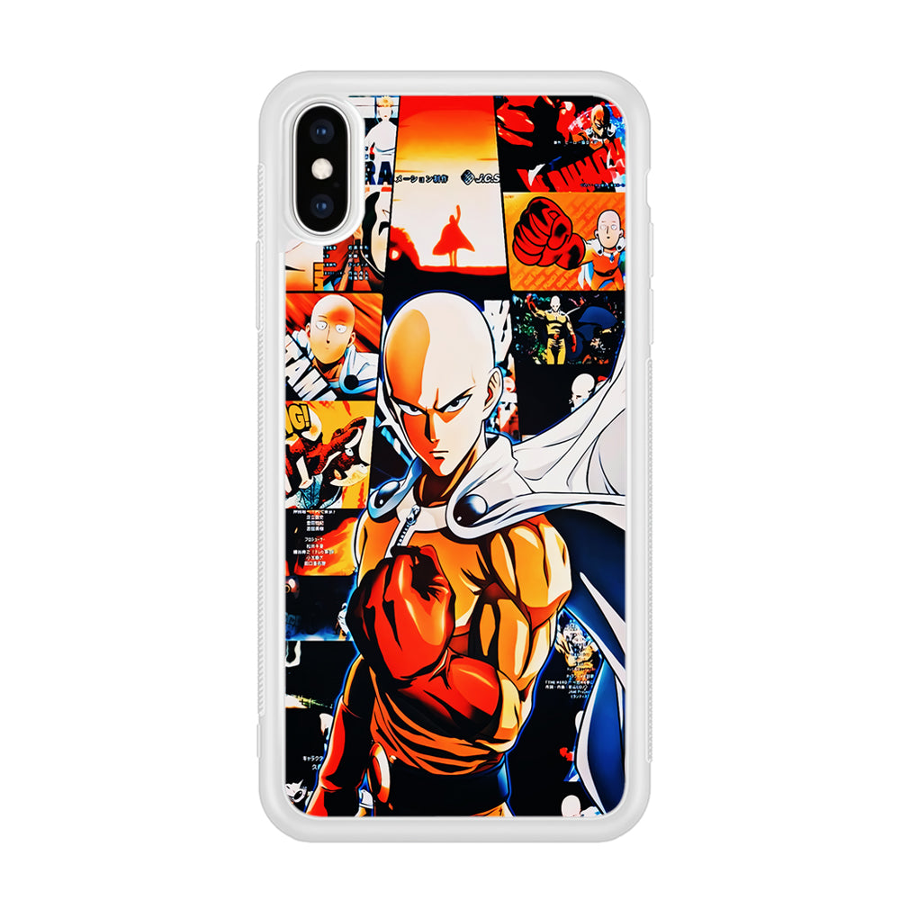 OPM Saitama Aesthetic iPhone Xs Case-Phone Case-Rubber White (2D Case)-Altracase
