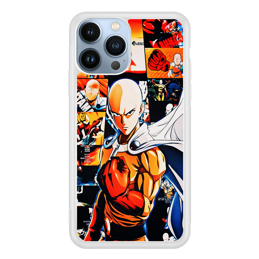 OPM Saitama Aesthetic iPhone 15 Pro Max Case-Phone Case-Rubber White (2D Case)-Altracase