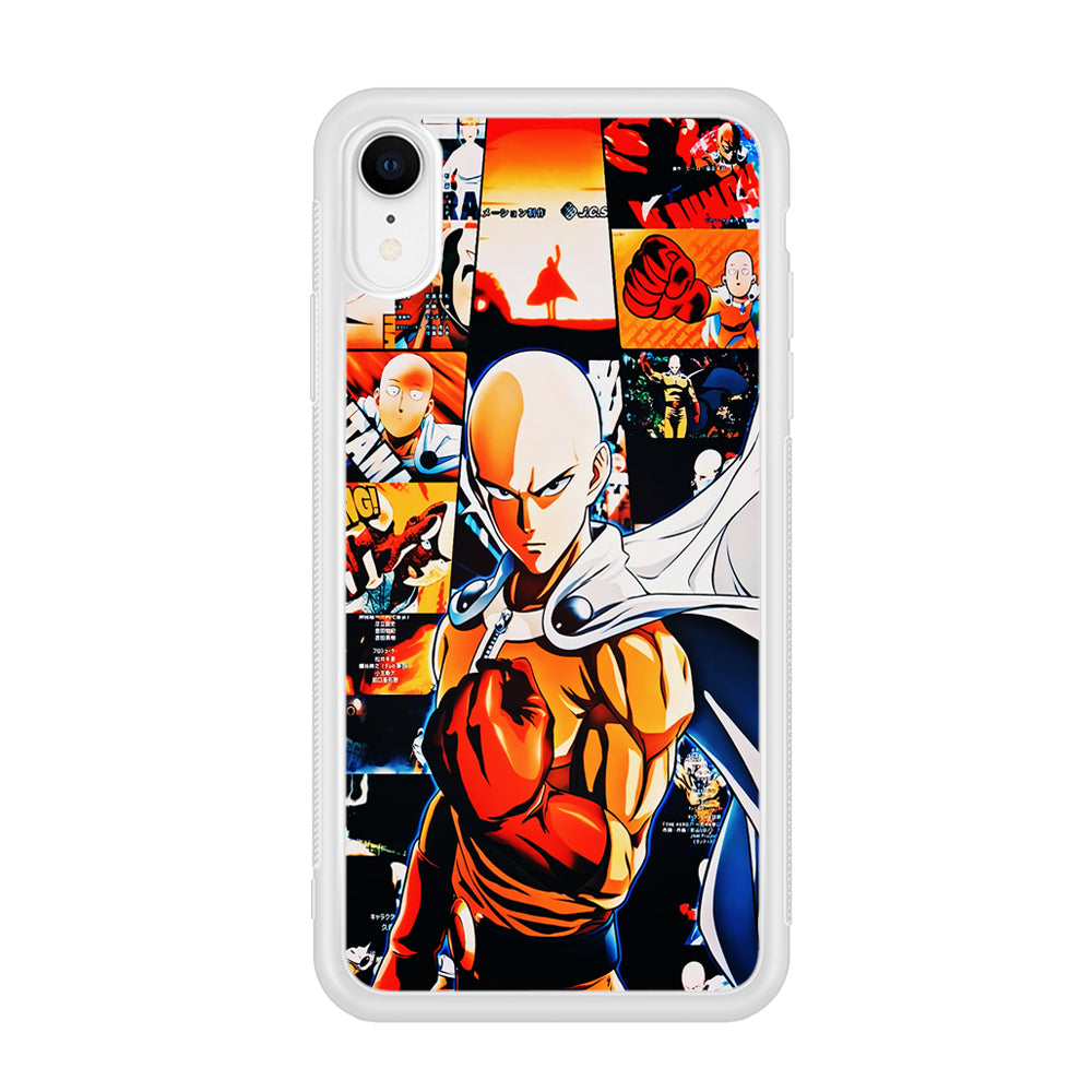 OPM Saitama Aesthetic iPhone XR Case-Phone Case-Rubber White (2D Case)-Altracase