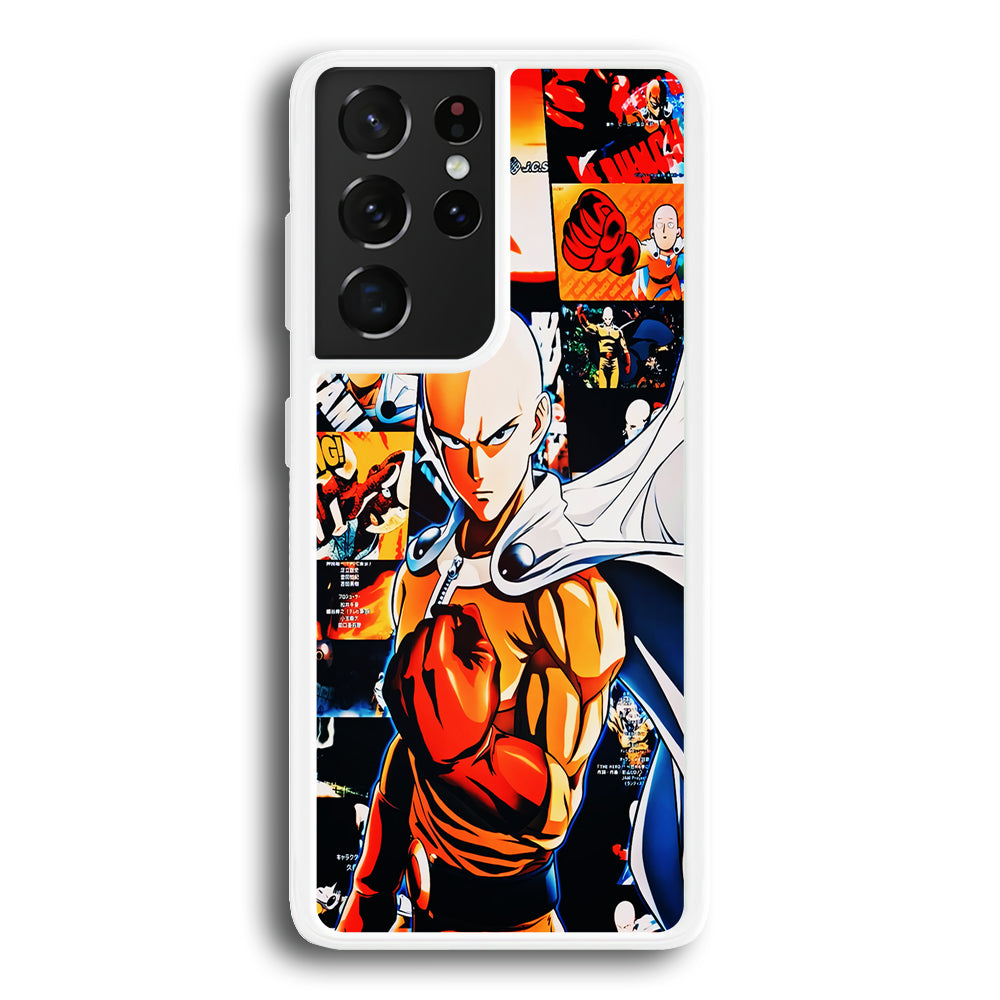 OPM Saitama Aesthetic Samsung Galaxy S21 Ultra Case-Phone Case-Rubber White (2D Case)-Altracase