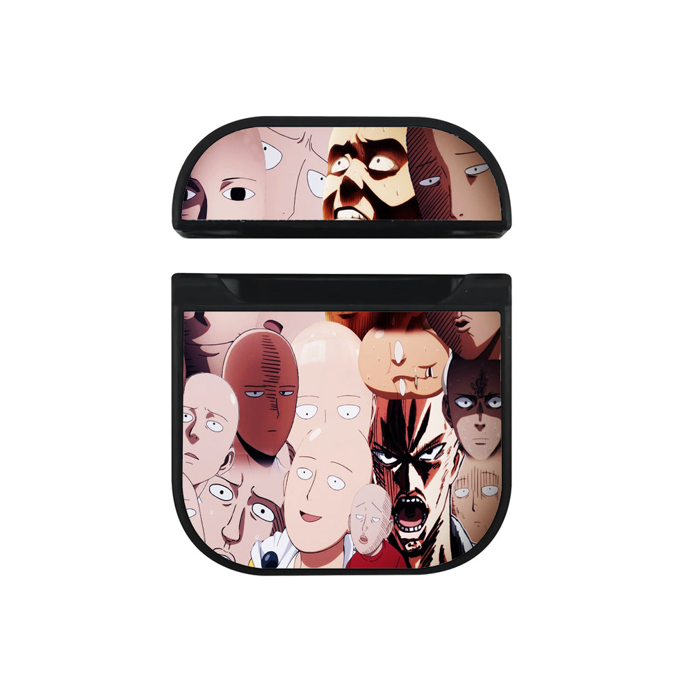 OPM Saitama All Expression Face Hard Plastic Case Cover For Apple Airpods-AirPod Case-Black-Altracase