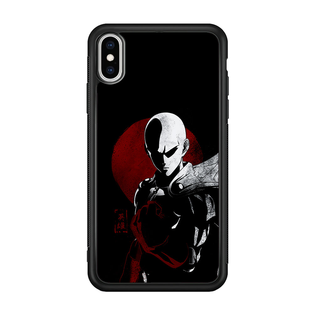 OPM Saitama Invincible iPhone Xs Case-Phone Case-Rubber Black (2D Case)-Altracase