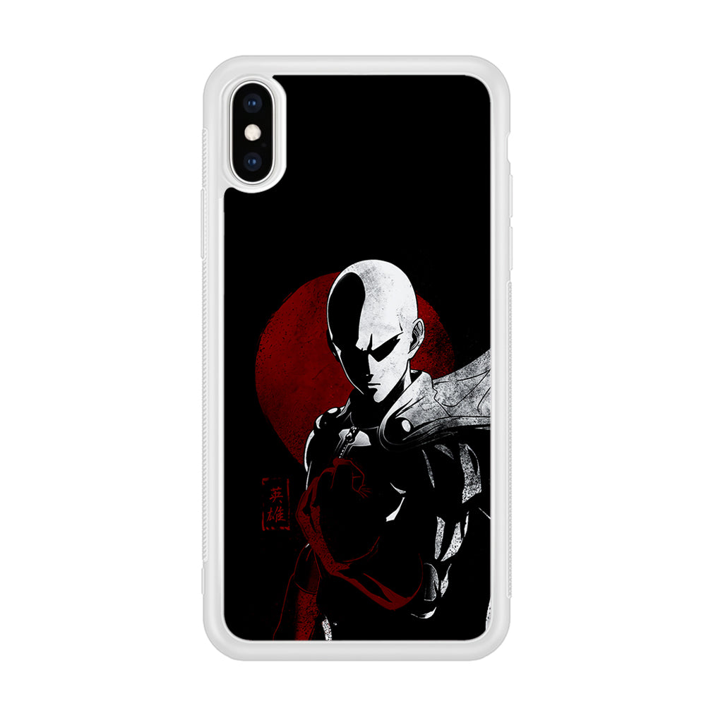 OPM Saitama Invincible iPhone Xs Case-Phone Case-Rubber White (2D Case)-Altracase