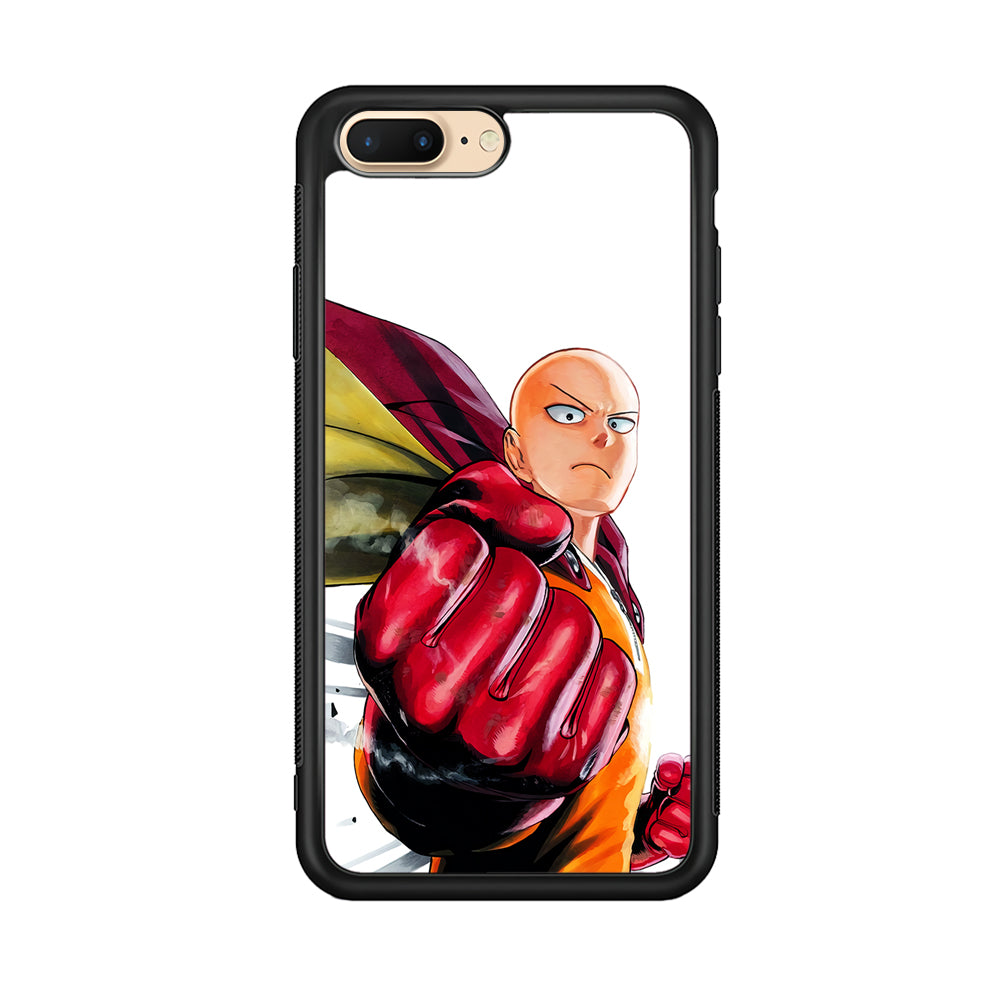 OPM Saitama Strong Punch iPhone 8 Plus Case-Phone Case-Rubber Black (2D Case)-Altracase