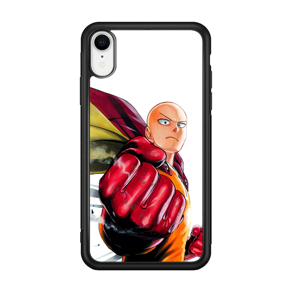 OPM Saitama Strong Punch iPhone XR Case-Phone Case-Rubber Black (2D Case)-Altracase