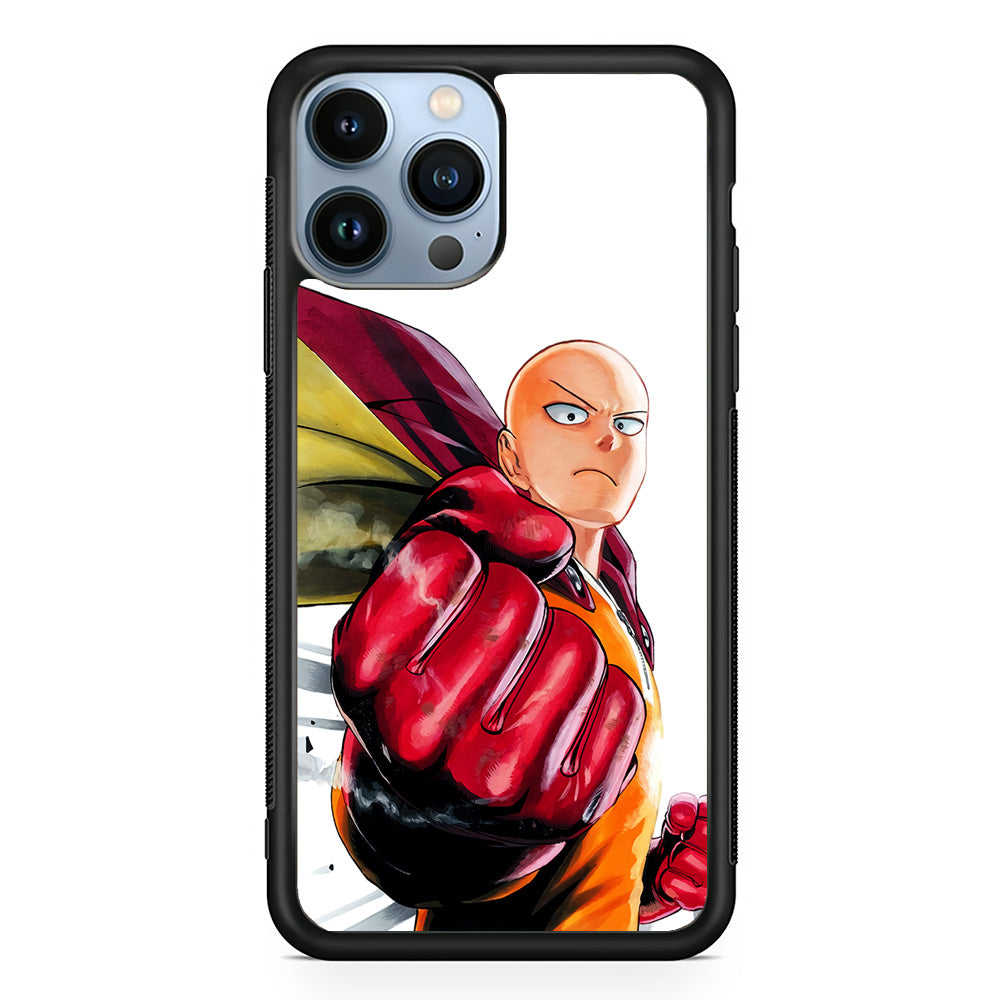 OPM Saitama Strong Punch iPhone 15 Pro Max Case-Phone Case-Rubber Black (2D Case)-Altracase