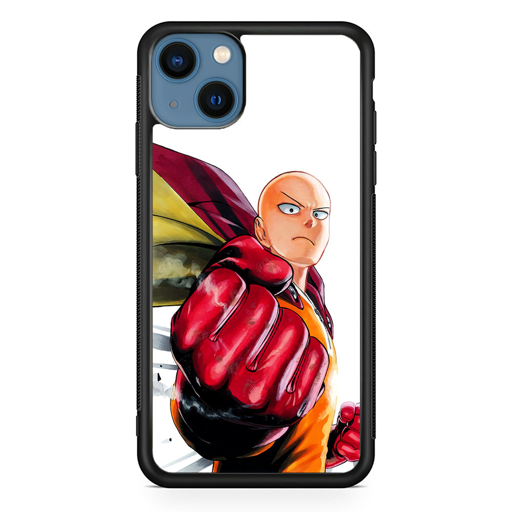 OPM Saitama Strong Punch iPhone 13 Mini Case-Phone Case-Rubber Black (2D Case)-Altracase