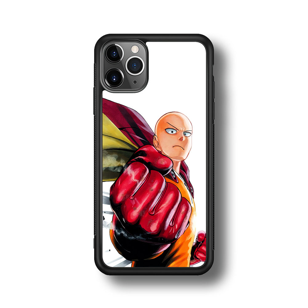 OPM Saitama Strong Punch iPhone 11 Pro Max Case-Phone Case-Rubber Black (2D Case)-Altracase
