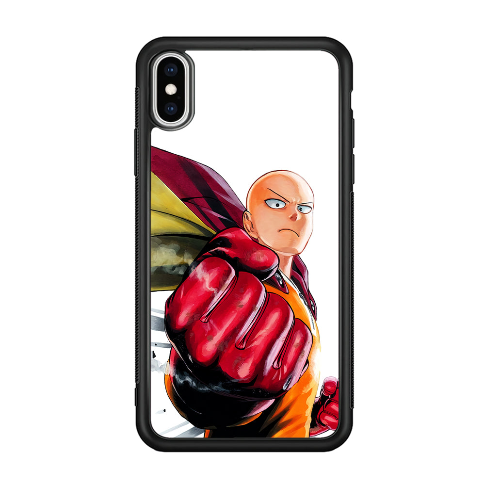 OPM Saitama Strong Punch iPhone Xs Case-Phone Case-Rubber Black (2D Case)-Altracase