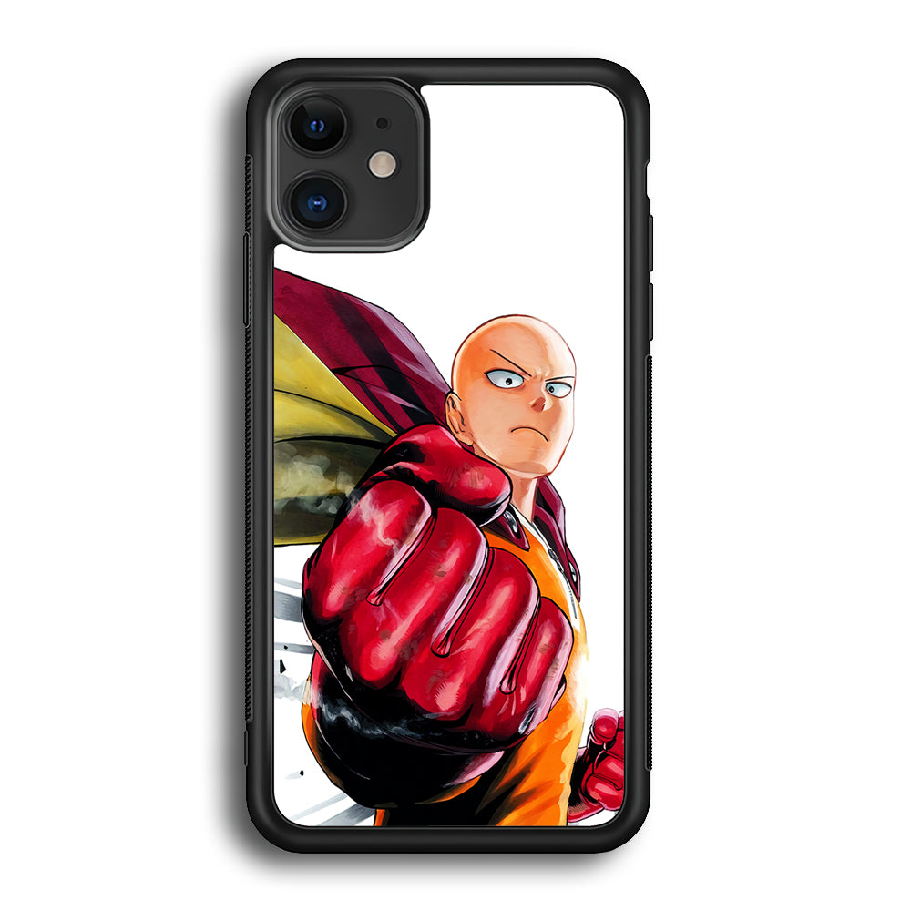 OPM Saitama Strong Punch iPhone 12 Mini Case-Phone Case-Rubber Black (2D Case)-Altracase