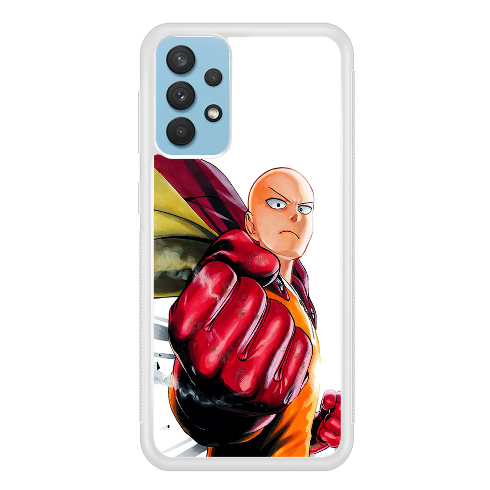 OPM Saitama Strong Punch Samsung Galaxy A32 Case-Phone Case-Rubber White (2D Case)-Altracase