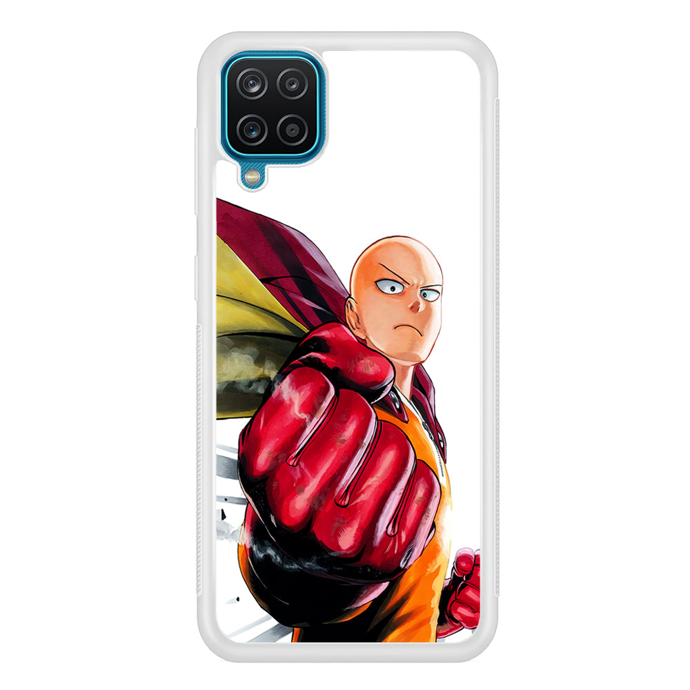 OPM Saitama Strong Punch Samsung Galaxy A12 Case-Phone Case-Rubber White (2D Case)-Altracase