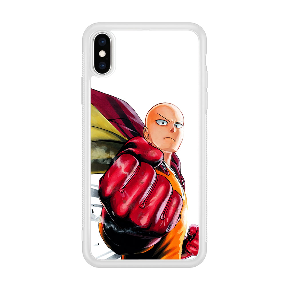 OPM Saitama Strong Punch iPhone X Case-Phone Case-Rubber White (2D Case)-Altracase