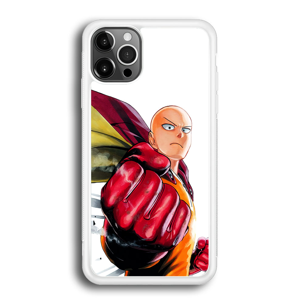 OPM Saitama Strong Punch iPhone 12 Pro Max Case-Phone Case-Rubber White (2D Case)-Altracase