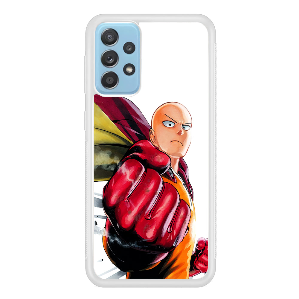 OPM Saitama Strong Punch Samsung Galaxy A72 Case-Phone Case-Rubber White (2D Case)-Altracase