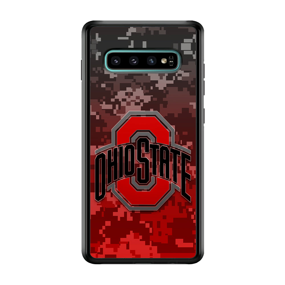 Ohio State Pixel Art Samsung Galaxy S10 Case-Phone Case-Rubber Black (2D Case)-Altracase