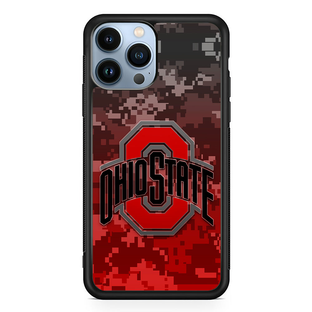 Ohio State Pixel Art iPhone 15 Pro Case-Phone Case-Rubber Black (2D Case)-Altracase