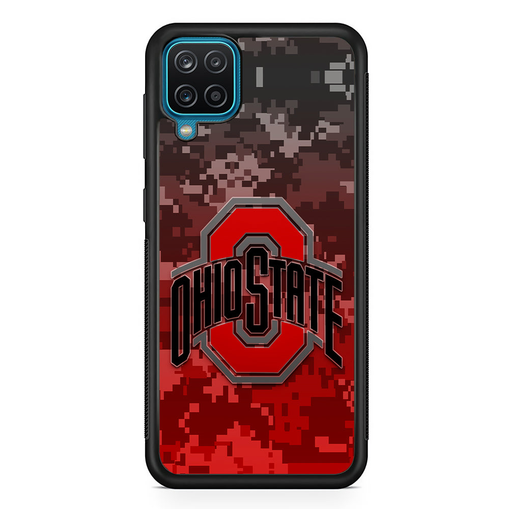 Ohio State Pixel Art Samsung Galaxy A12 Case-Phone Case-Rubber Black (2D Case)-Altracase