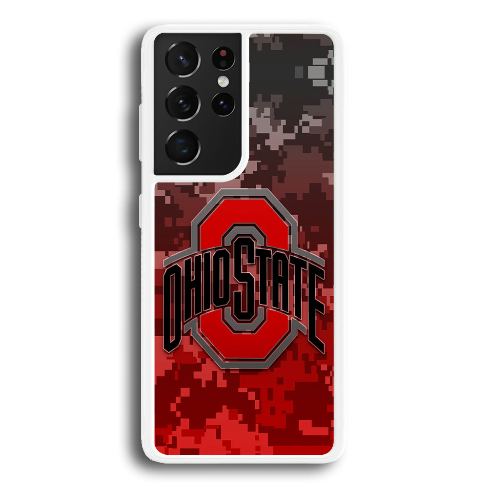 Ohio State Pixel Art Samsung Galaxy S22 Ultra Case-Phone Case-Rubber White (2D Case)-Altracase
