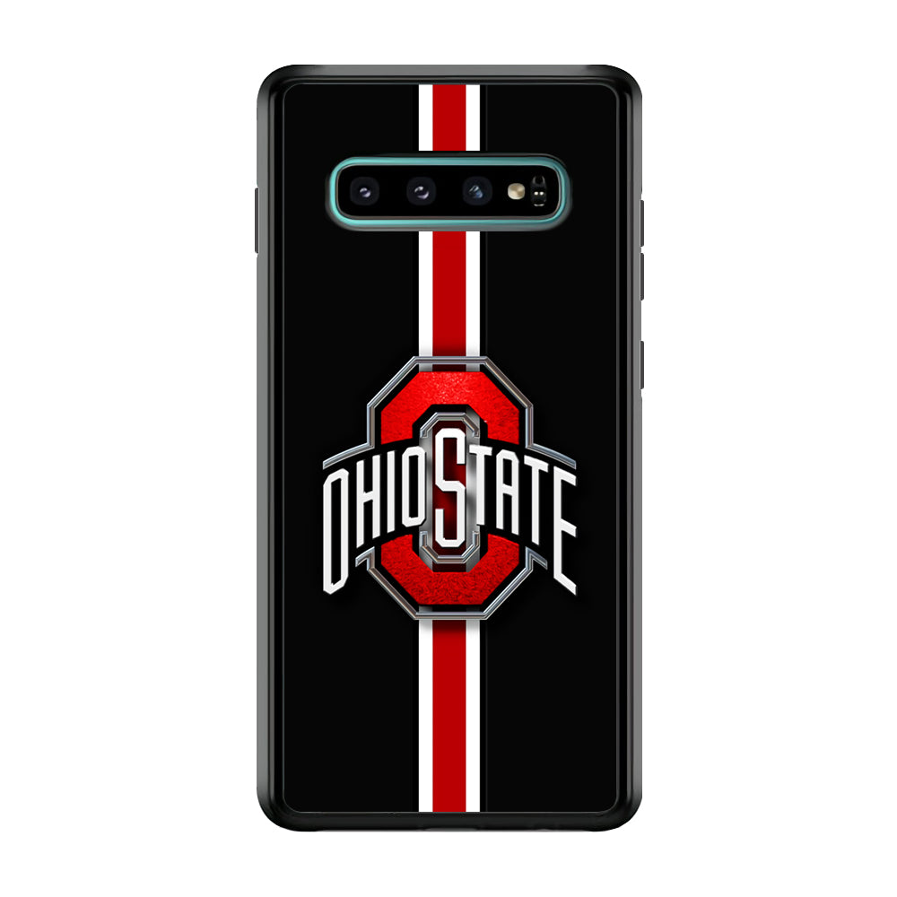 Ohio State White Red Line Samsung Galaxy S10 Case-Phone Case-Rubber Black (2D Case)-Altracase