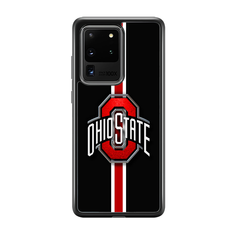 Ohio State White Red Line Samsung Galaxy S20 Ultra Case-Phone Case-Rubber Black (2D Case)-Altracase