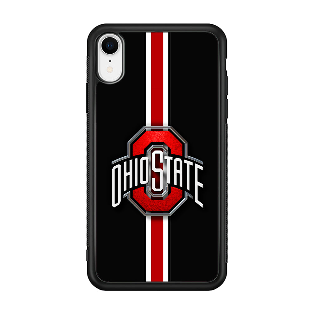 Ohio State White Red Line iPhone XR Case-Phone Case-Rubber Black (2D Case)-Altracase