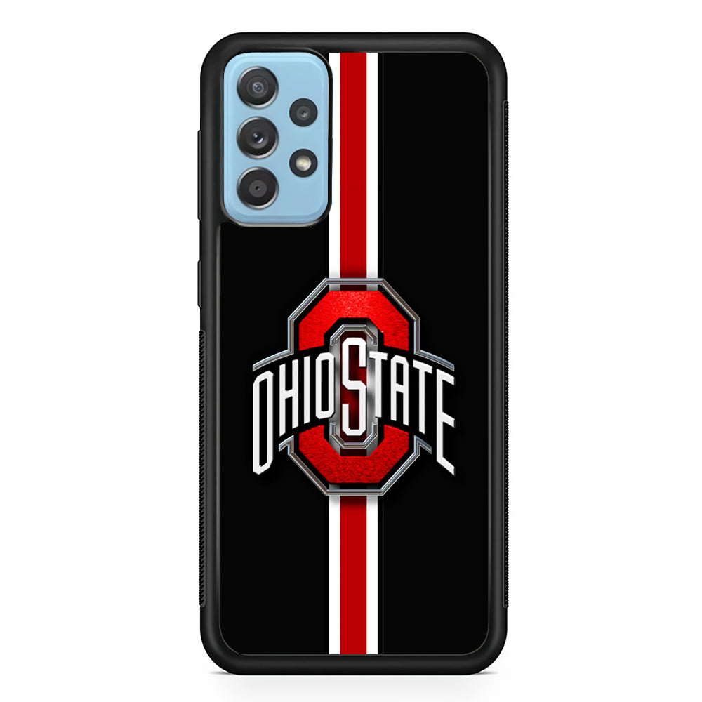 Ohio State White Red Line Samsung Galaxy A72 Case-Phone Case-Rubber Black (2D Case)-Altracase