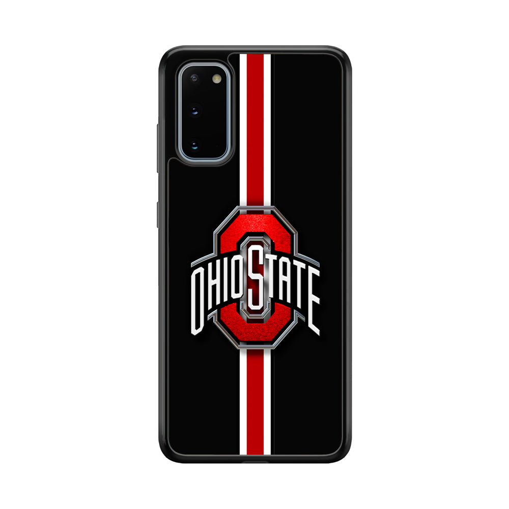 Ohio State White Red Line Samsung Galaxy S20 Case-Phone Case-Rubber Black (2D Case)-Altracase
