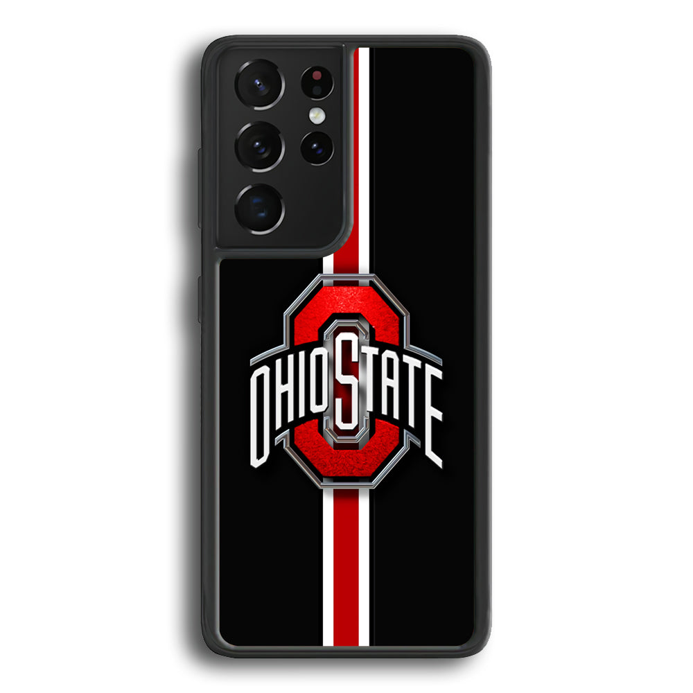 Ohio State White Red Line Samsung Galaxy S24 Ultra Case-Phone Case-Rubber Black (2D Case)-Altracase