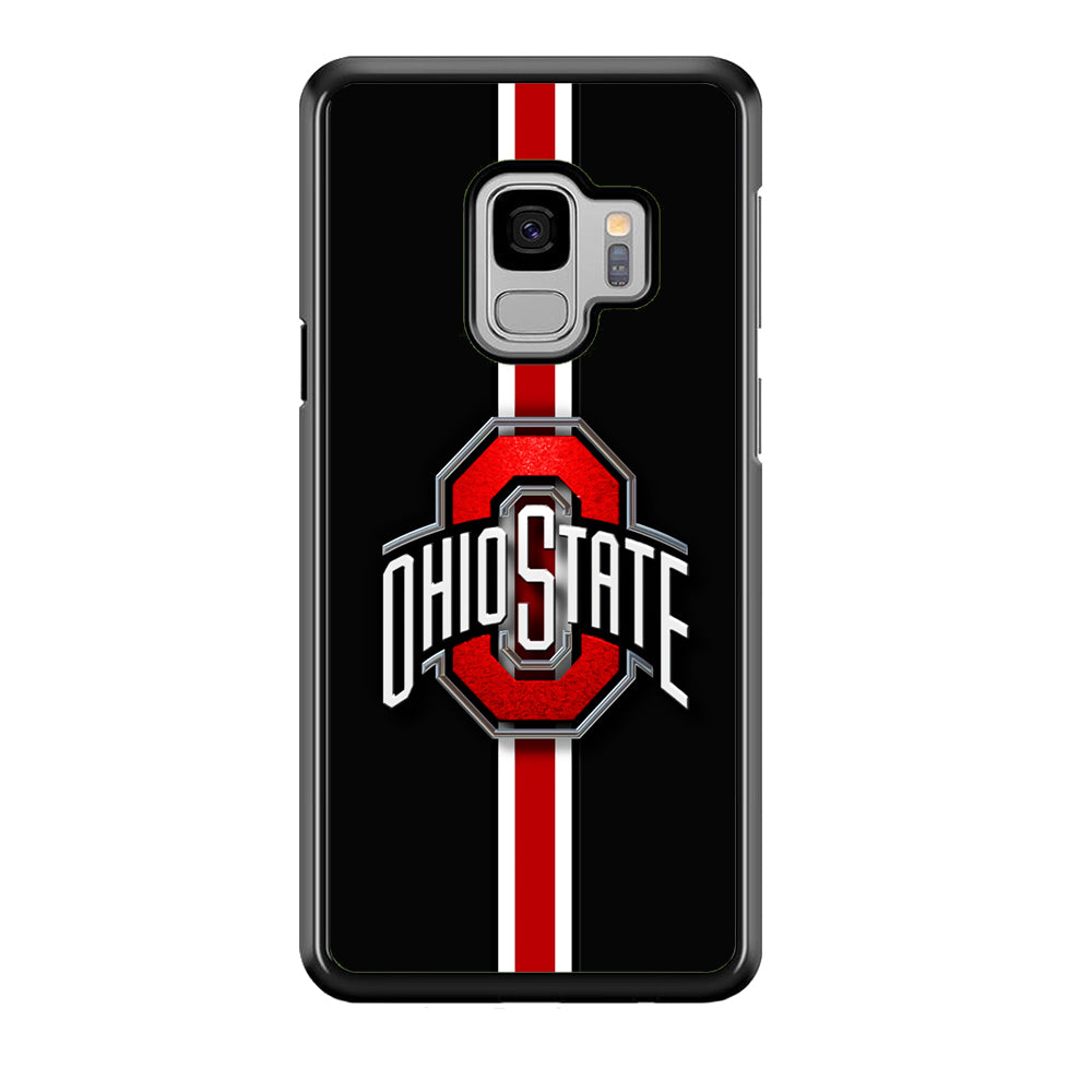 Ohio State White Red Line Samsung Galaxy S9 Case-Phone Case-Rubber Black (2D Case)-Altracase