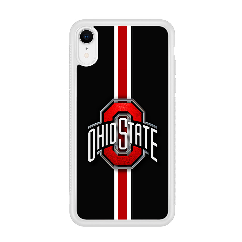 Ohio State White Red Line iPhone XR Case-Phone Case-Rubber White (2D Case)-Altracase
