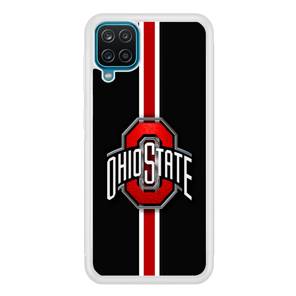 Ohio State White Red Line Samsung Galaxy A12 Case-Phone Case-Rubber White (2D Case)-Altracase