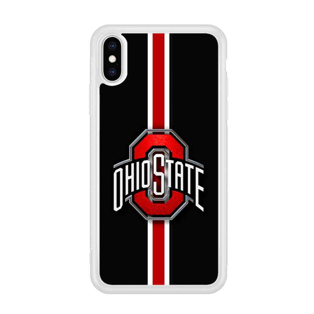 Ohio State White Red Line iPhone Xs Case-Phone Case-Rubber White (2D Case)-Altracase