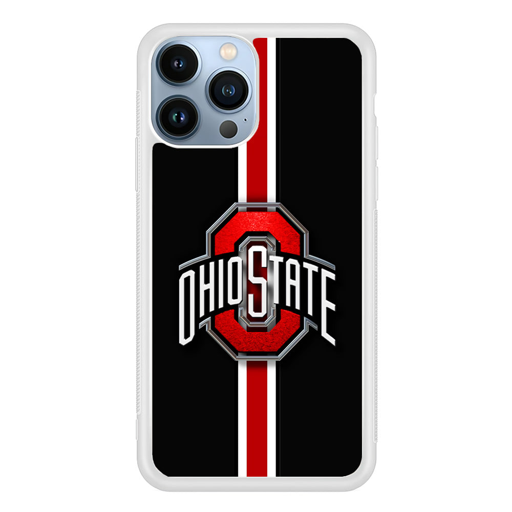 Ohio State White Red Line iPhone 15 Pro Max Case-Phone Case-Rubber White (2D Case)-Altracase