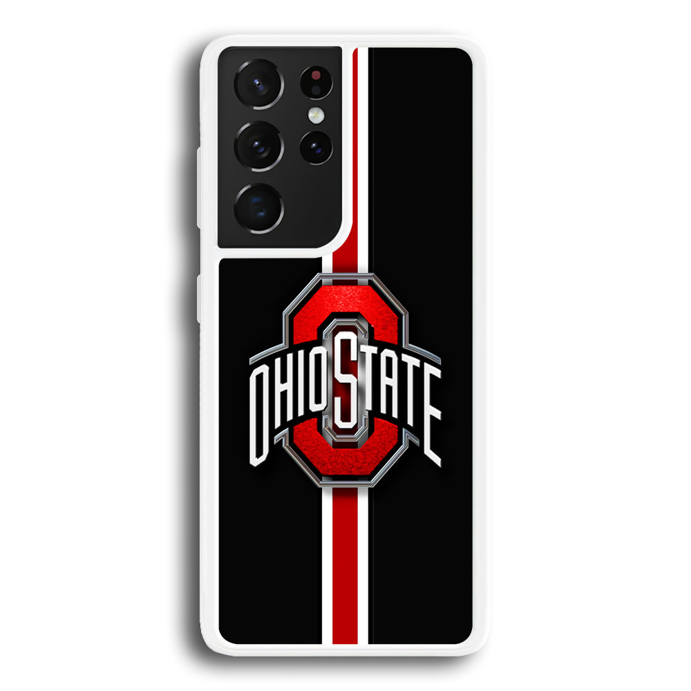 Ohio State White Red Line Samsung Galaxy S24 Ultra Case-Phone Case-Rubber White (2D Case)-Altracase