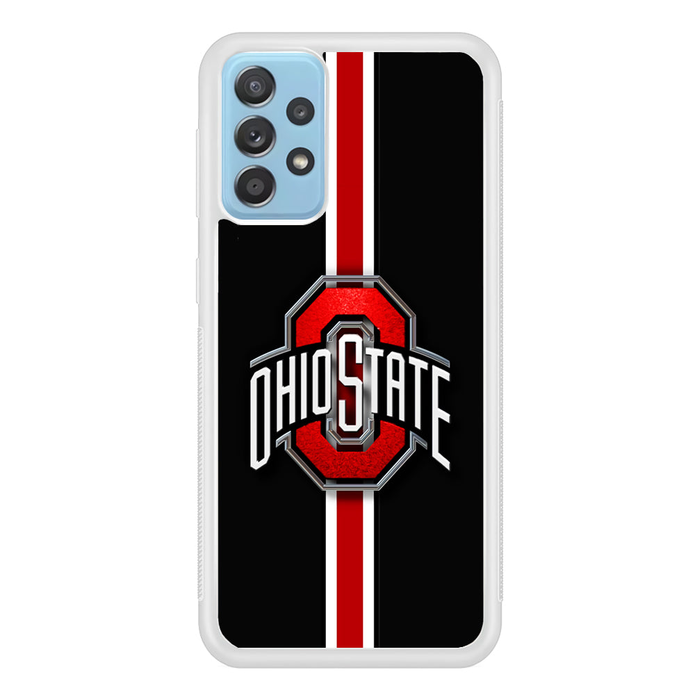 Ohio State White Red Line Samsung Galaxy A72 Case-Phone Case-Rubber White (2D Case)-Altracase