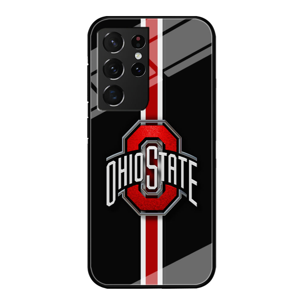 Ohio State White Red Line Samsung Galaxy S23 Ultra Case-Phone Case-Tempered Glass Case-Altracase