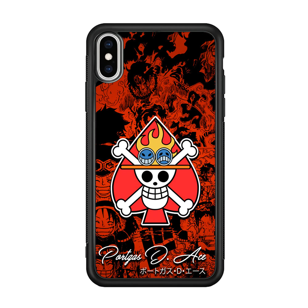 One Piece Ace Logo Comic iPhone Xs Case-Phone Case-Rubber Black (2D Case)-Altracase