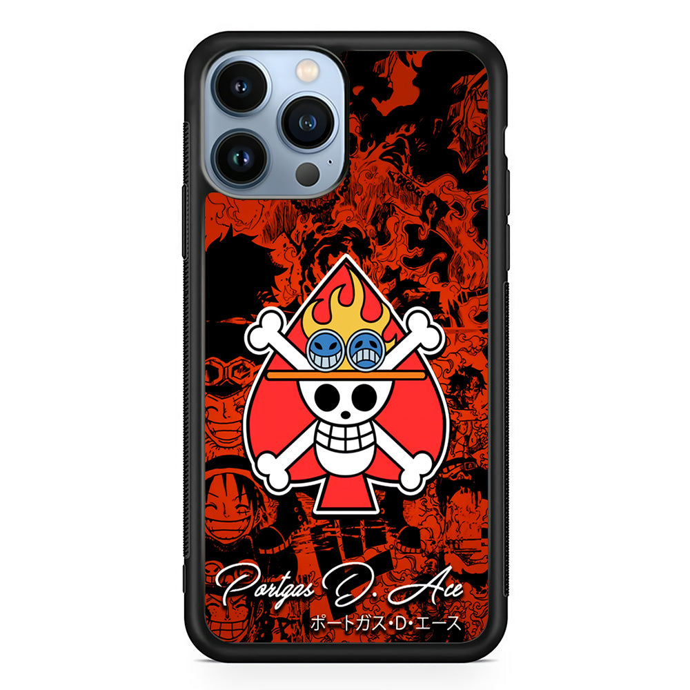 ne Piece Ace Logo Comic iPhone 15 Pro Case-Phone Case-Rubber Black (2D Case)-Altracase