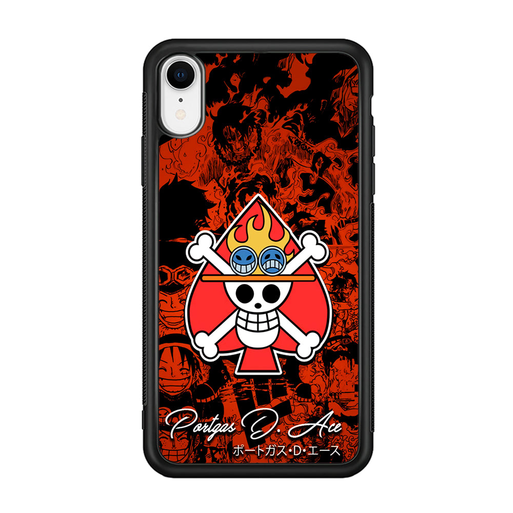 One Piece Ace Logo Comic iPhone XR Case-Phone Case-Rubber Black (2D Case)-Altracase