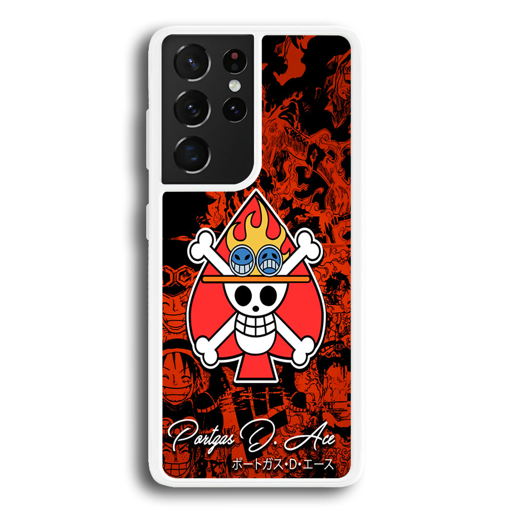 One Piece Ace Logo Comic Samsung Galaxy S21 Ultra Case-Phone Case-Rubber White (2D Case)-Altracase