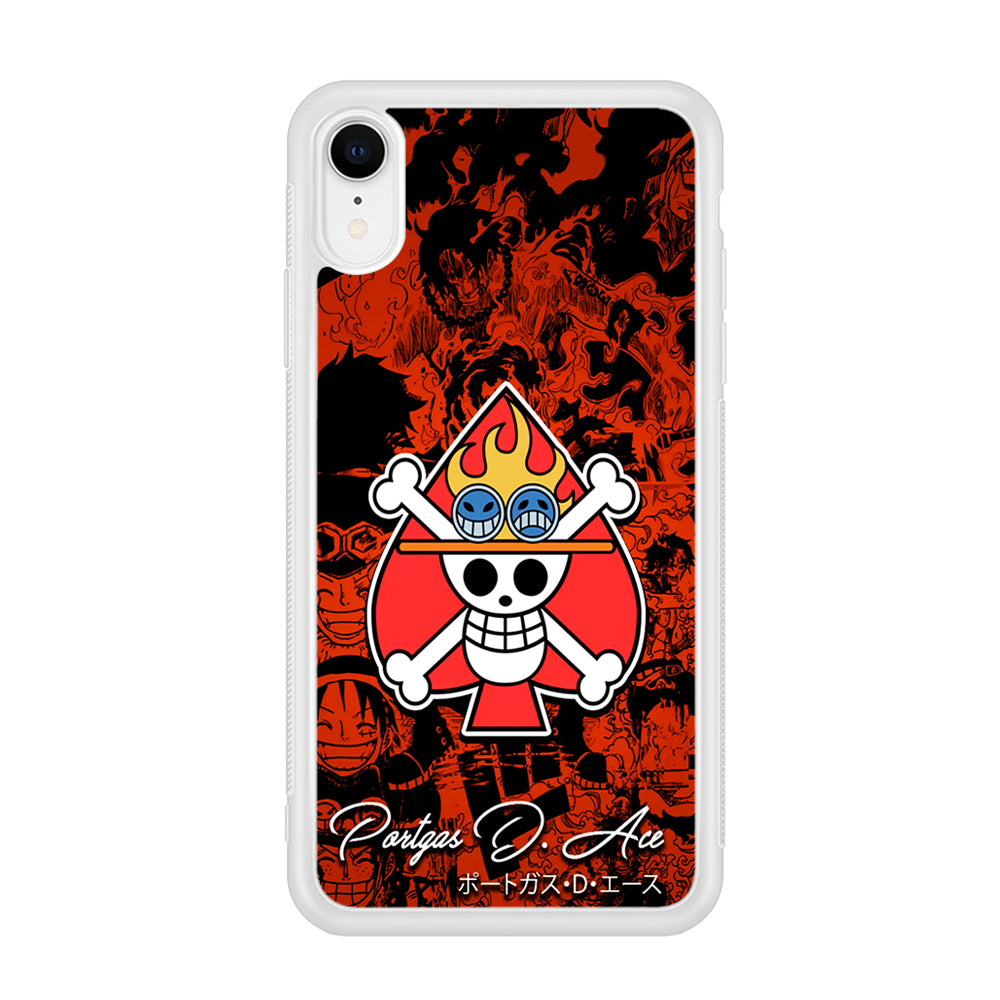 One Piece Ace Logo Comic iPhone XR Case-Phone Case-Rubber White (2D Case)-Altracase