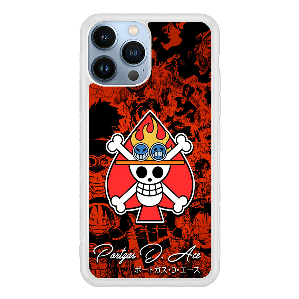One Piece Ace Logo Comic iPhone 15 Pro Max Case-Phone Case-Rubber White (2D Case)-Altracase