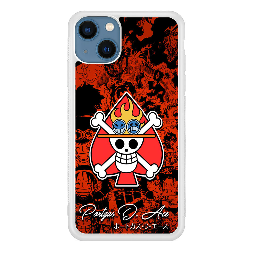 One Piece Ace Logo Comic iPhone 14 Plus Case-Phone Case-Rubber White (2D Case)-Altracase
